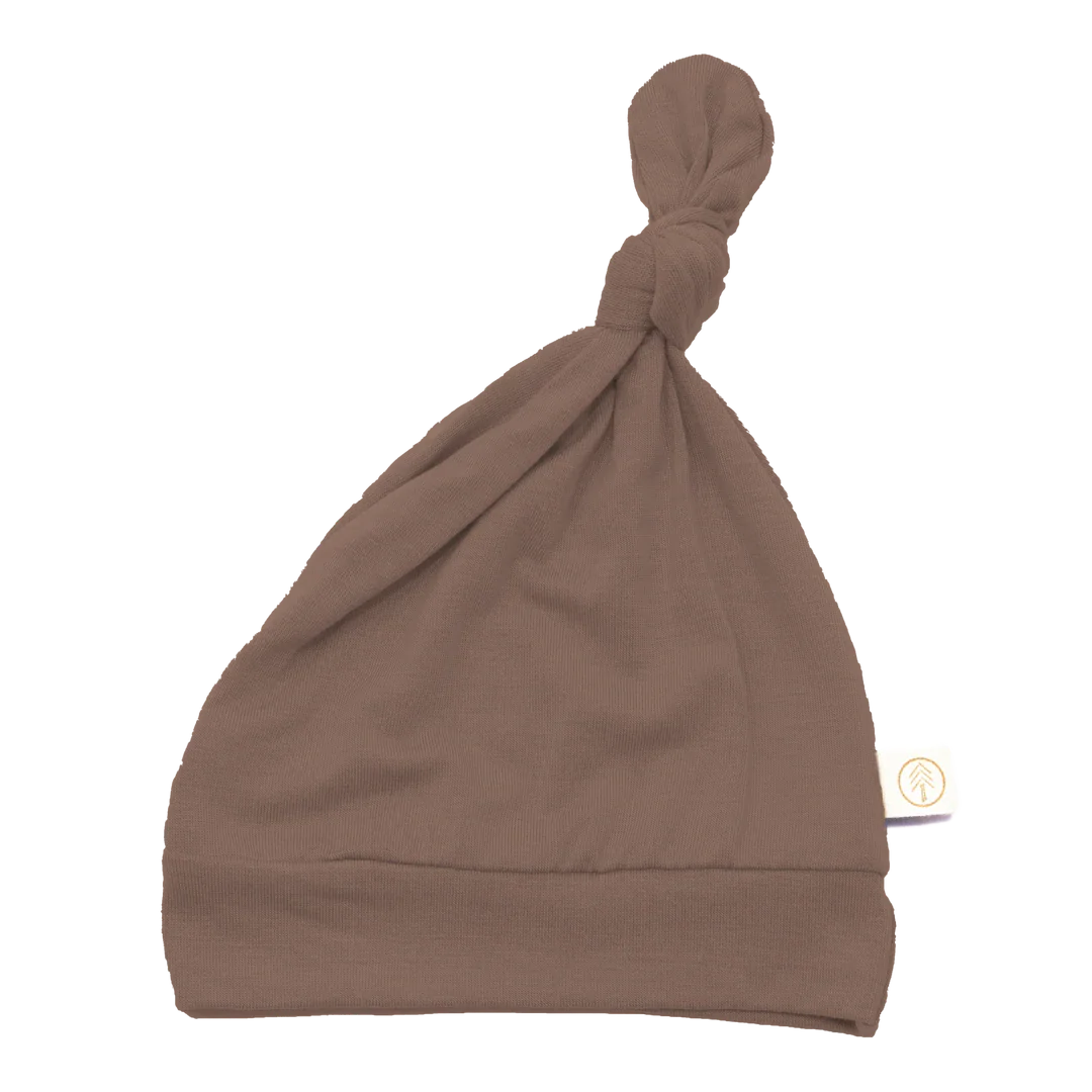 Mocha Bamboo Baby Top Knot Hat