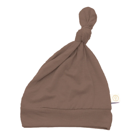Mocha Bamboo Baby Top Knot Hat
