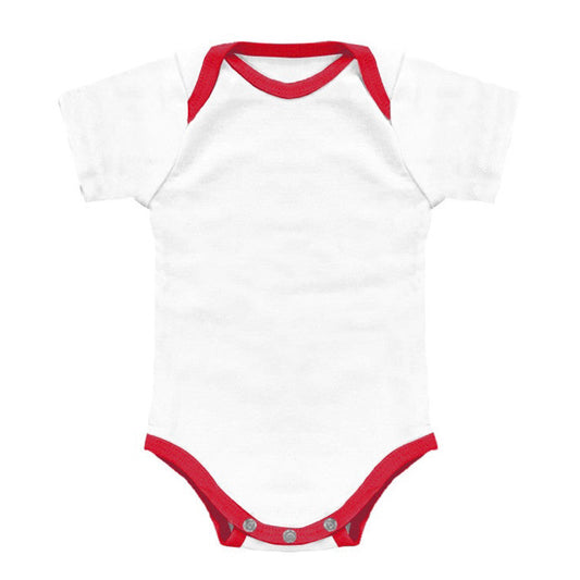 Made in USA White Infant Onesie with Red Contrast Binding