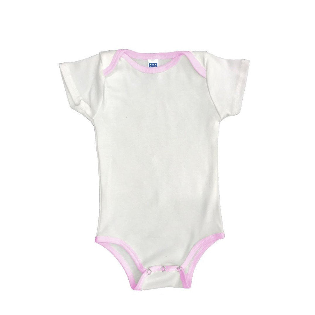 Made in USA Cotton Onesie with Contrast Binding Pink