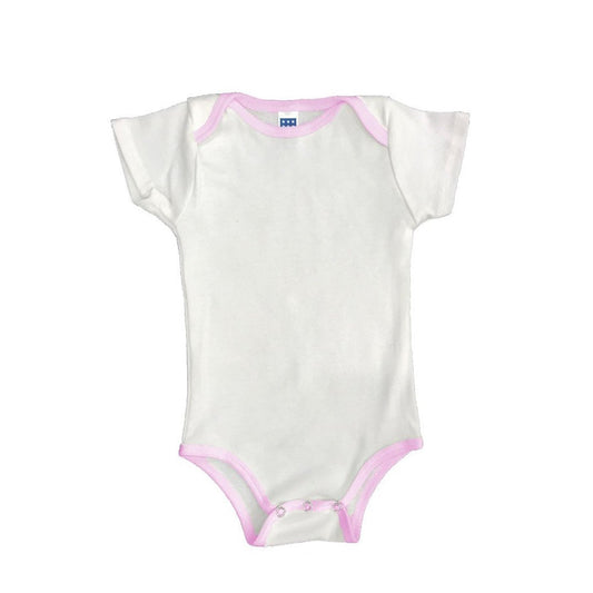 Made in USA Cotton Onesie with Contrast Binding Pink