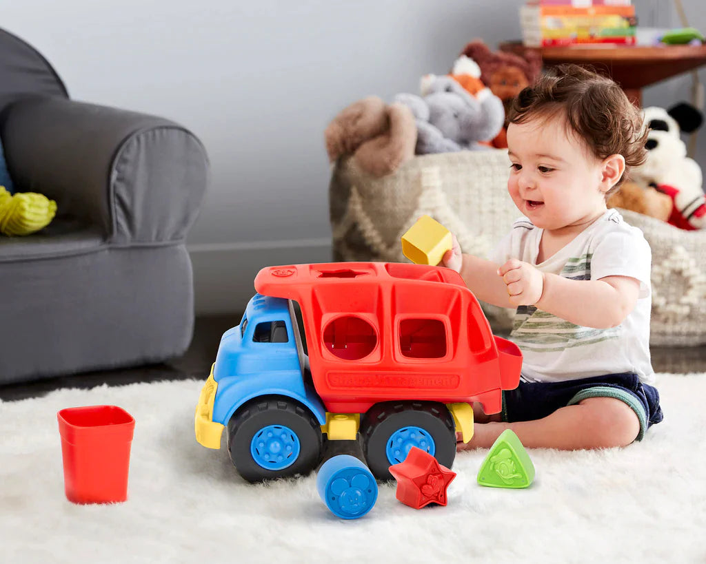 Baby Playing with the Mickey Mouse Shape Sorter Truck