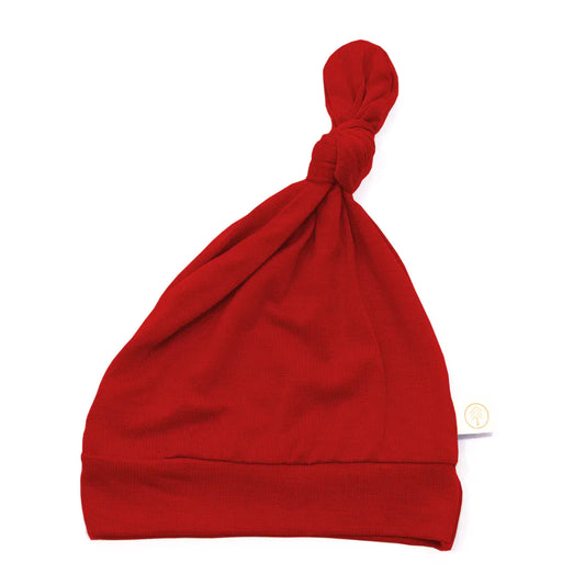 Red Bamboo Baby Top Knot Hat