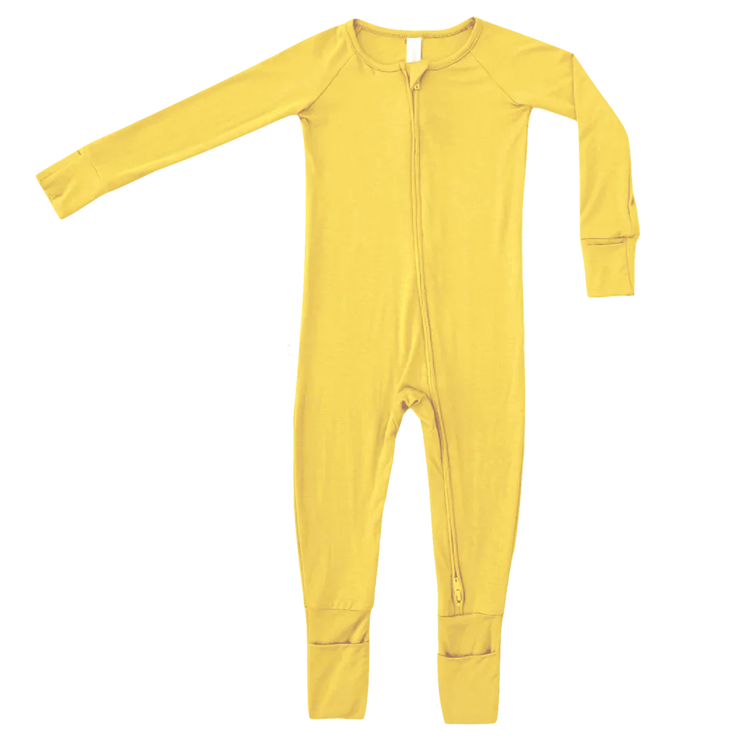 Bamboo Viscose 2-Way Zipper Romper Lemon Yellow - Tenth and Pine - Product Image