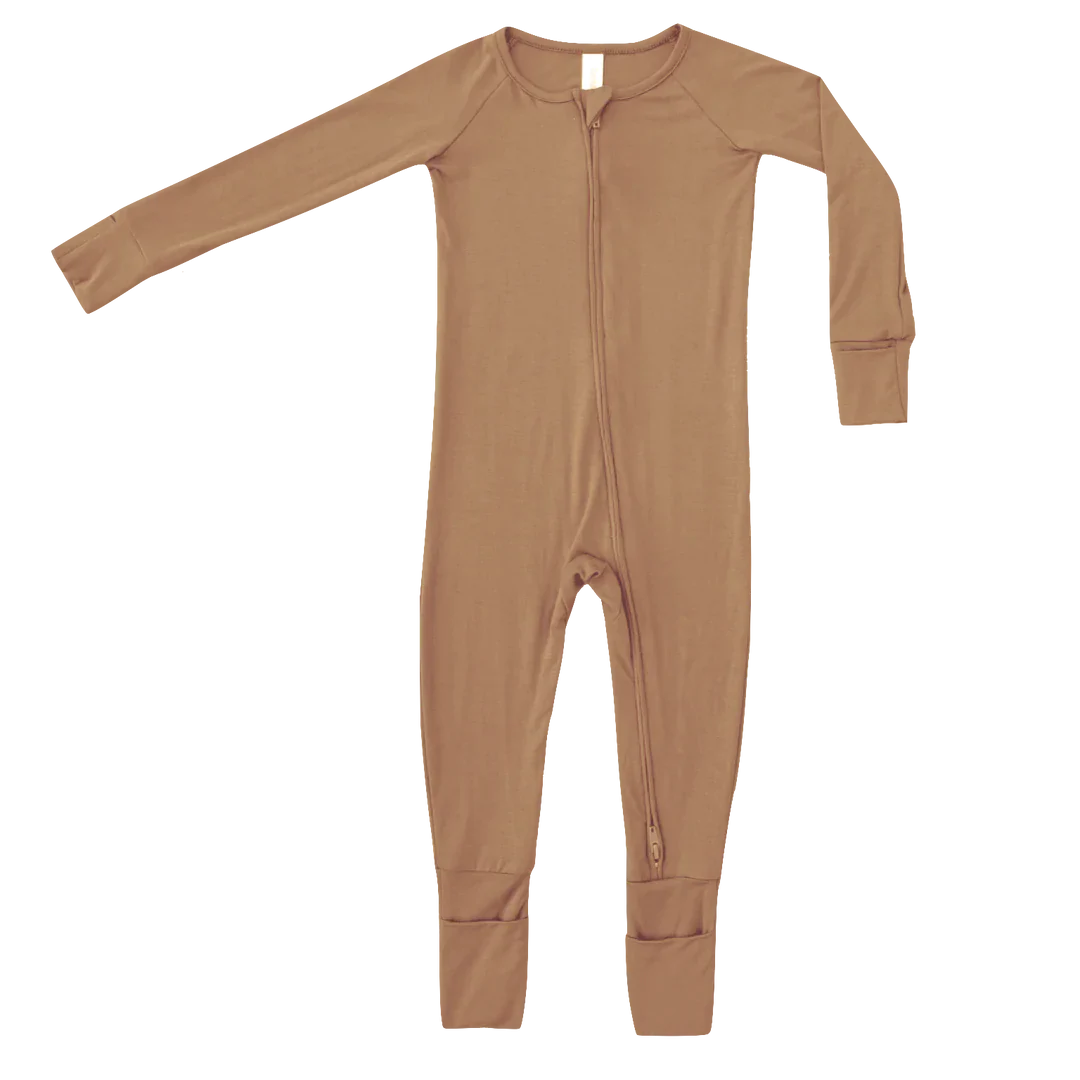 Made in USA Bamboo Viscose 2-Way Zipper Romper Clay Brown - Tenth and Pine