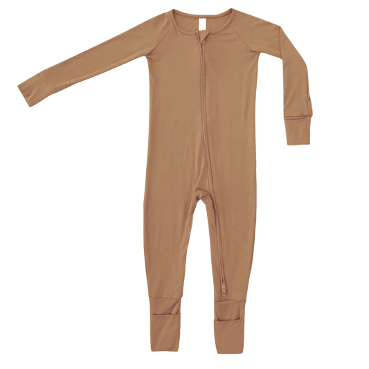 Made in USA Bamboo Viscose 2-Way Zipper Romper Clay Brown - Tenth and Pine