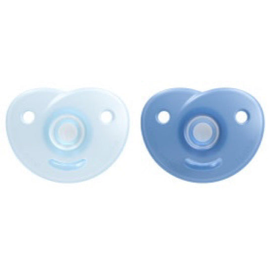 Made in USA Blue Philips Avent Heart Soothie Pacifiers 2-Pack Front View