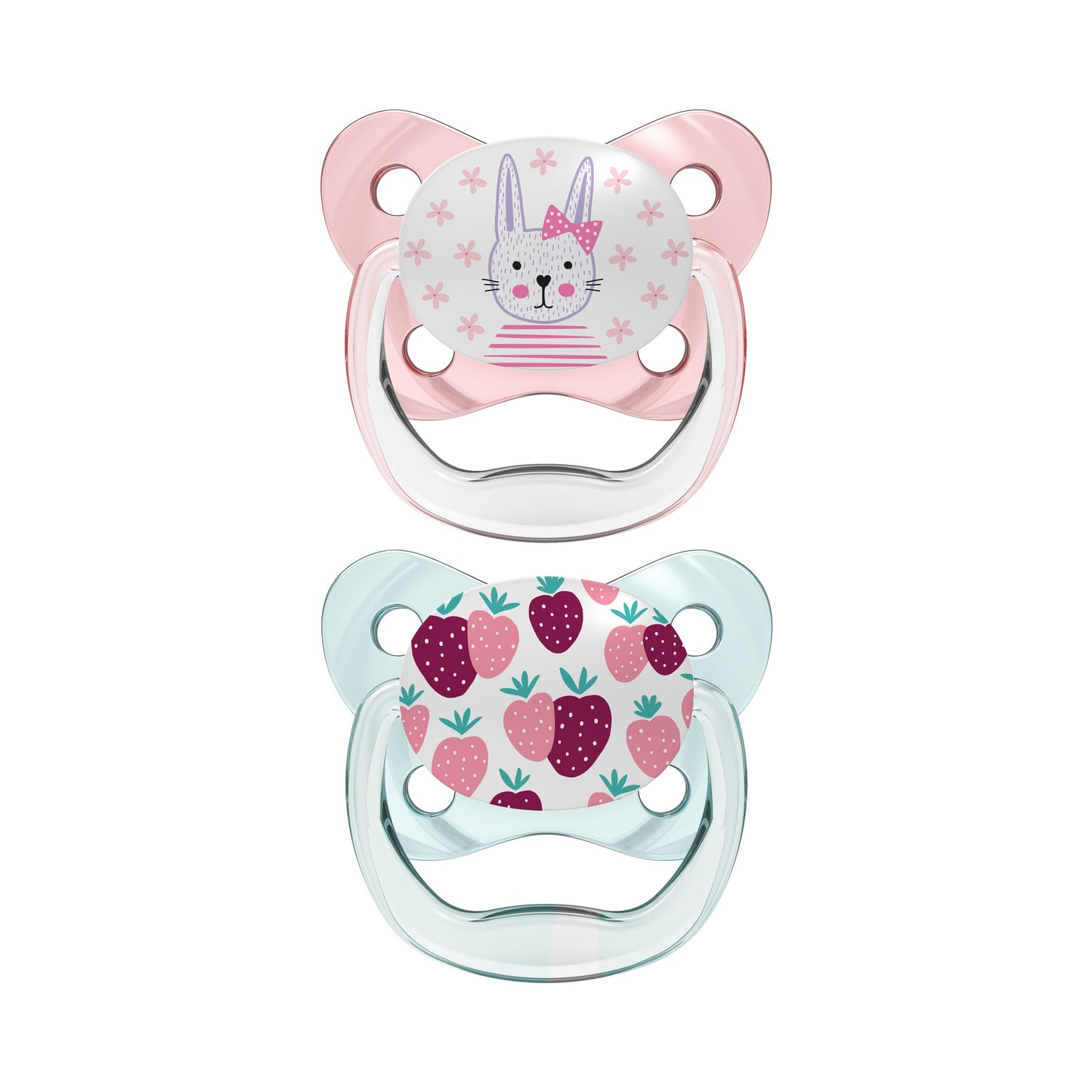 Bunny and Strawberries 0-6 Months Dr.Brown's PreVent Contoured Pacifiers (2-Pack)