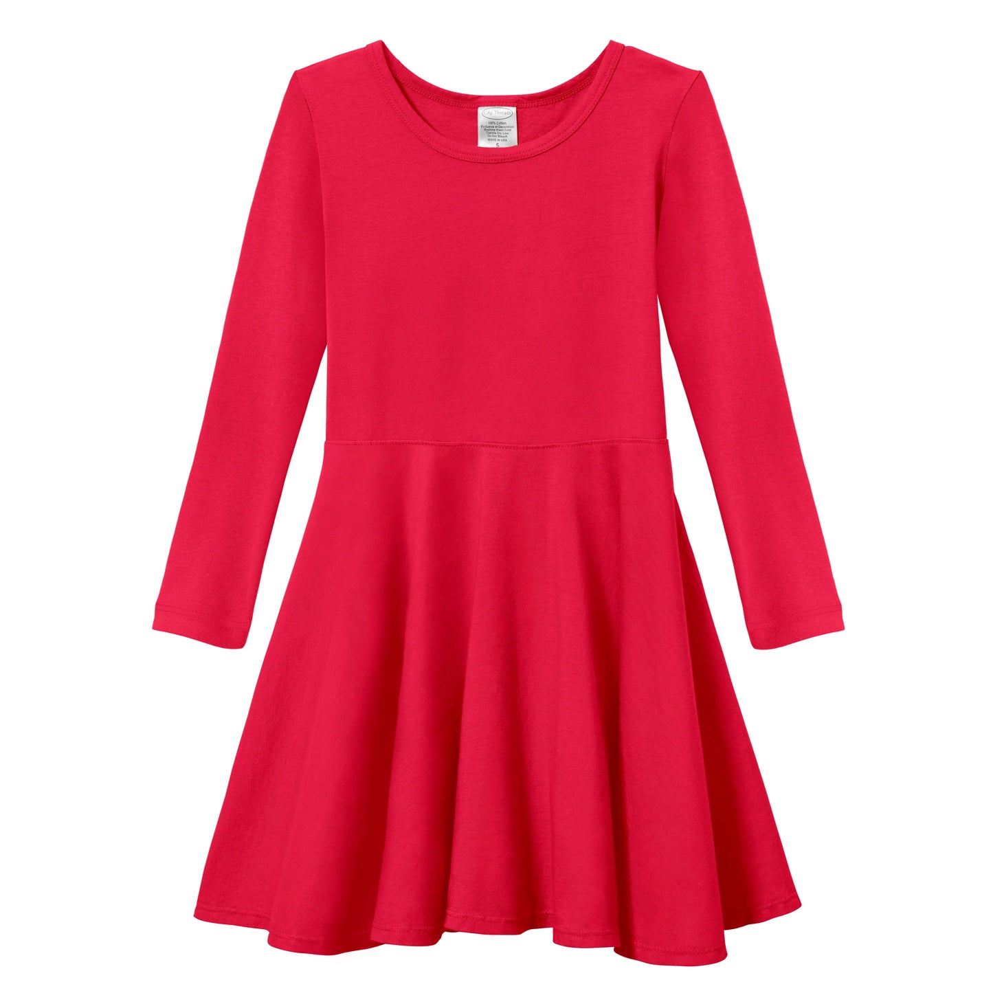 Made in USA Red Long Sleeve Twirly Toddler Dress