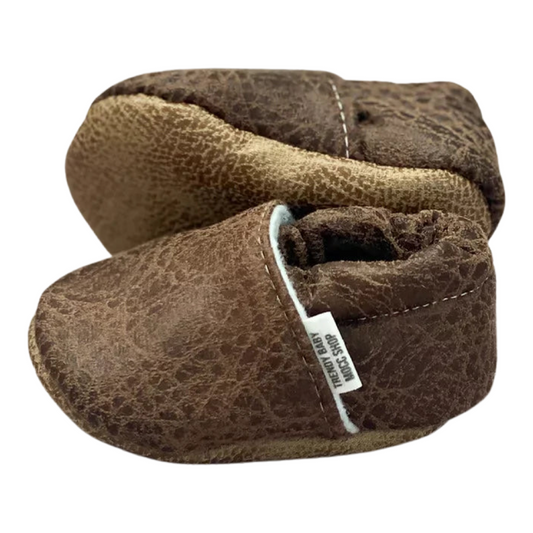 Chocolate Suede Baby Moccasins - Infant Shoes Made in USA