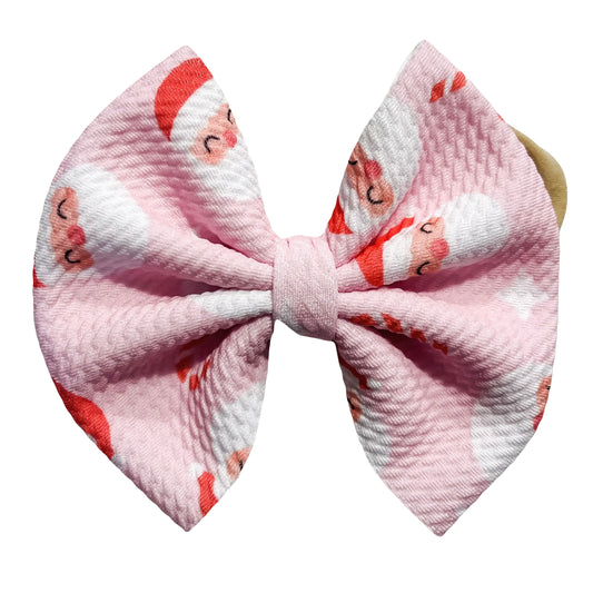 Pink Santa Christmas Headband Bow for Babies - Made in USA