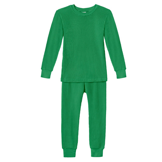 Made in USA 100% Cotton Toddler Long John Set Green