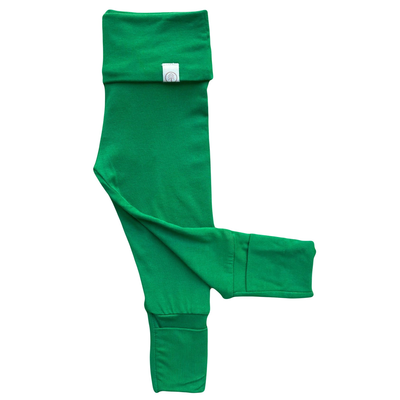  Made in USA organic bamboo baby leggings - Infant pants - Kelly Green - With Footies - Fold over feet covers