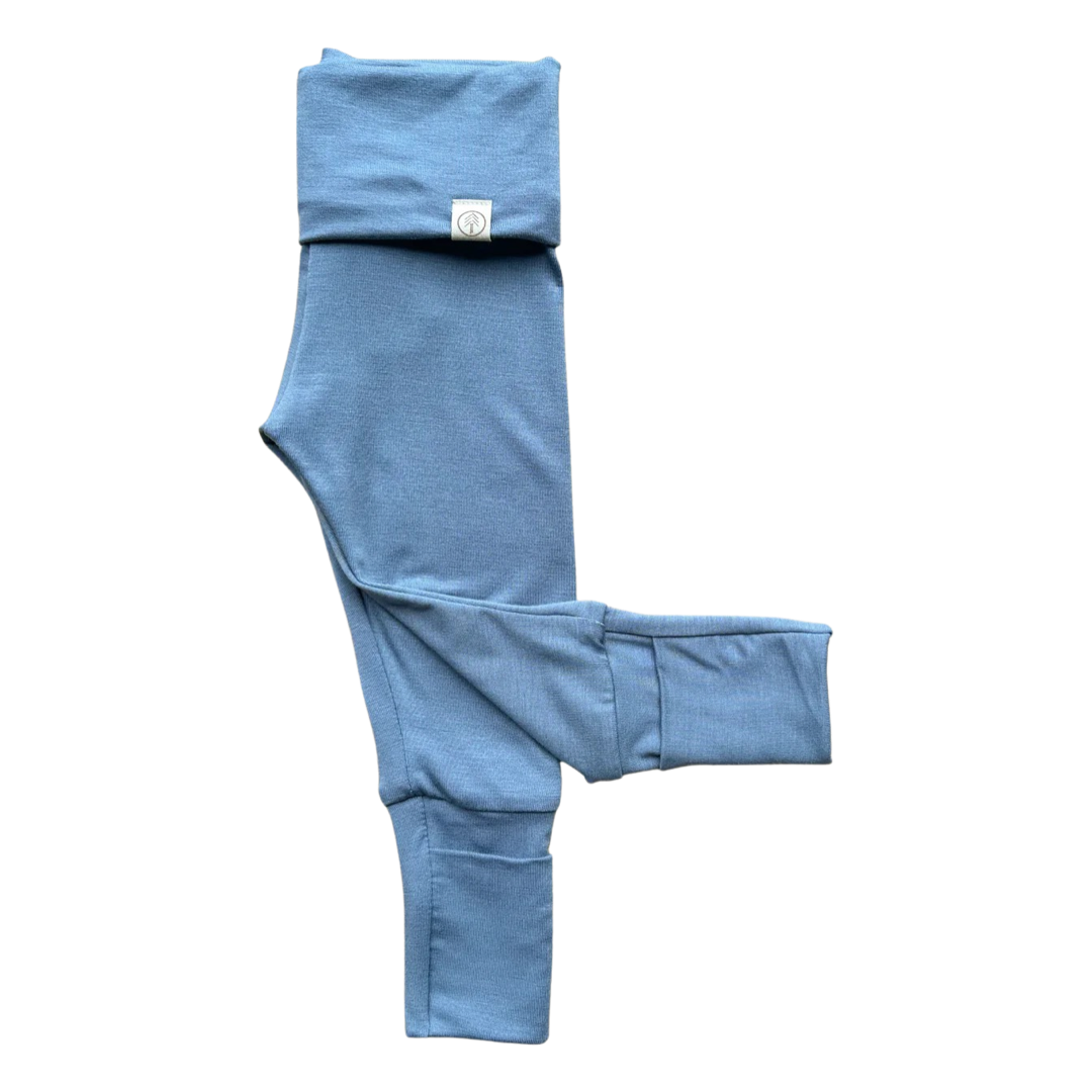 Organic Bamboo Infant Leggings - Dusty Blue Pants - Made in USA