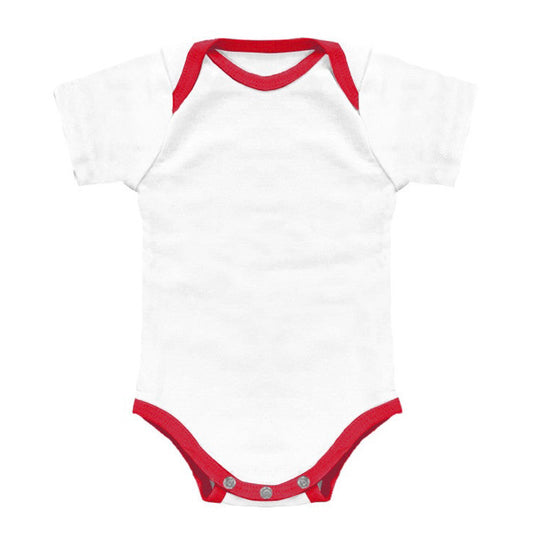 Made in USA White Infant Onesie with Red Contrast Binding