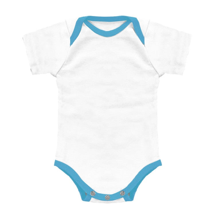 Made in USA White Infant Onesie with Turquoise Contrast Binding
