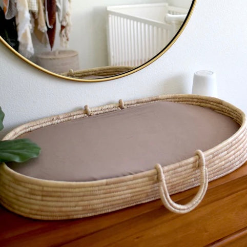 Organic Bamboo Bassinet and Changing Pad Sheet - Mocha Brown Color - Made in USA