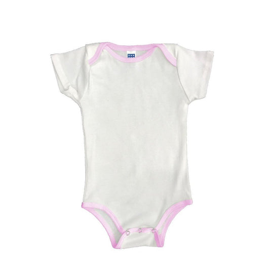 Made in USA Organic Cotton Onesie with Contrast Binding Rose Pink