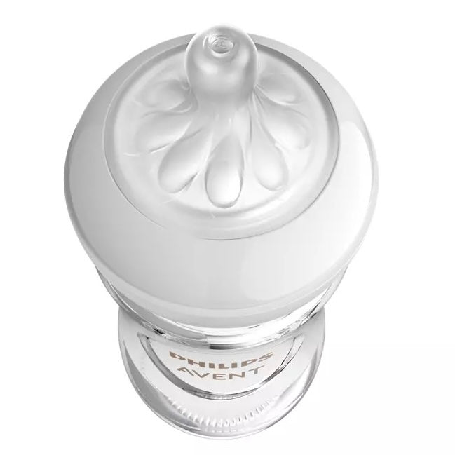 Philips Avent Glass Natural Baby Bottle with Natural Response Nipple Top View