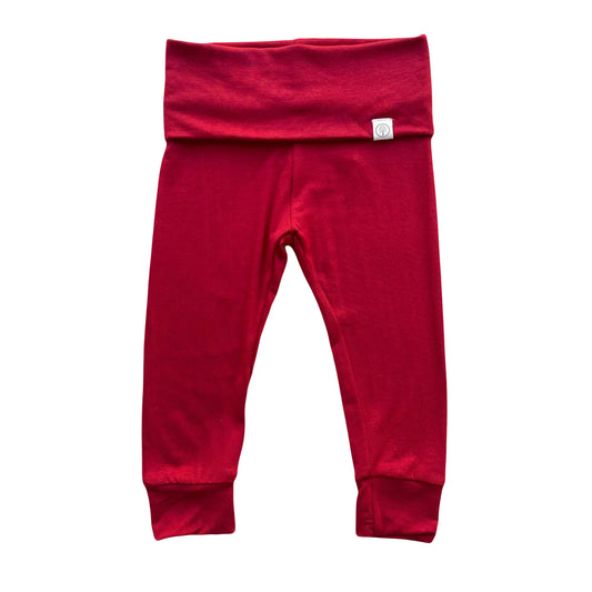 Made in USA organic bamboo baby leggings - Infant pants - Red