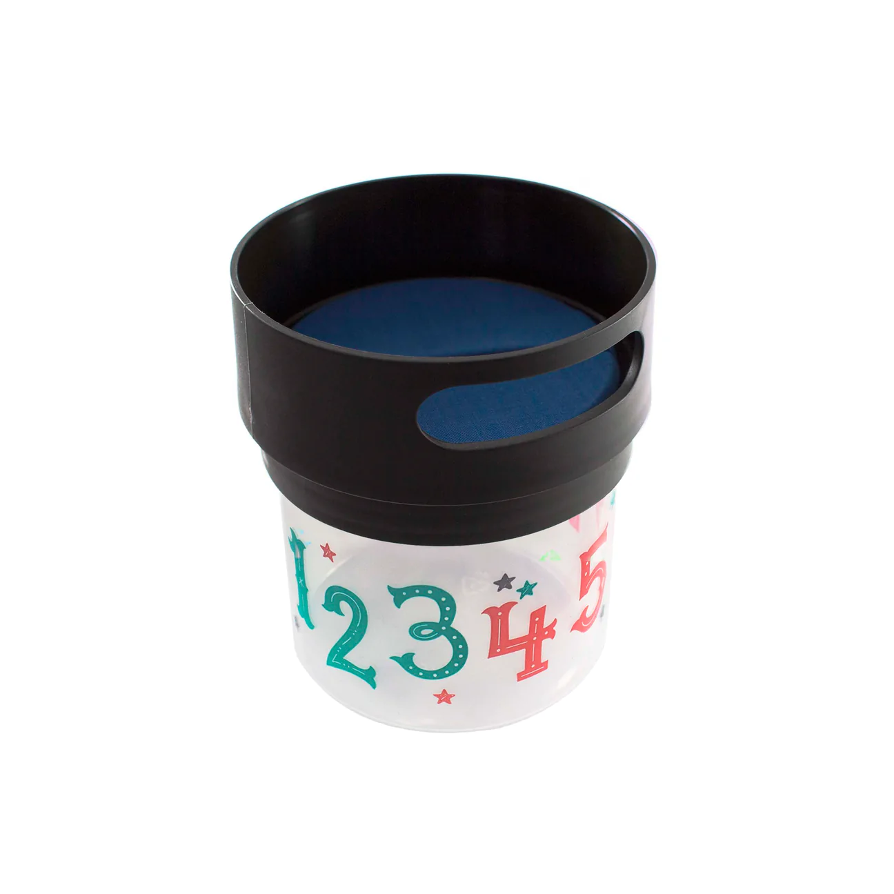 Spill-proof kid's snack cup made in USA - Black Munchie Mug