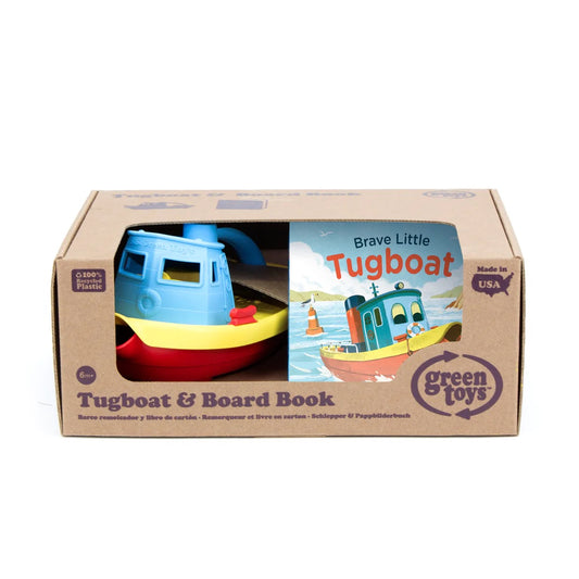 Tug Boat and Board Book Gift Set - Made in USA Bath Toy